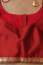 Elegant Maroon Plain Silk Non Padded Blouse With Banarasi Border - Luxurion World