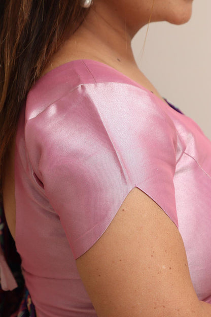 Stunning Pink Banarasi Tissue Silk Blouse - Luxurion World