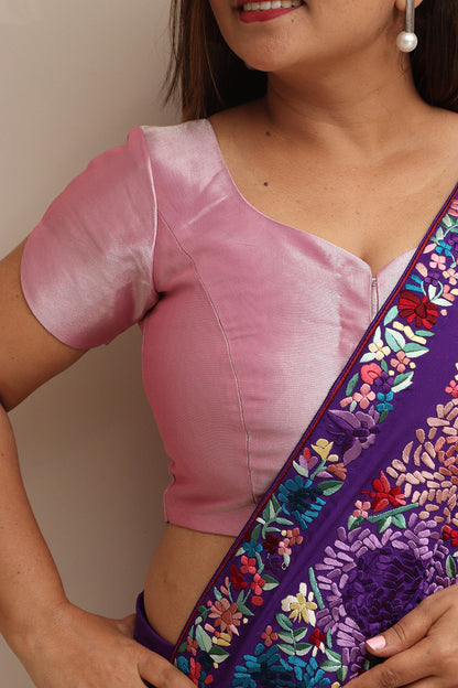 Stunning Pink Banarasi Tissue Silk Blouse - Luxurion World
