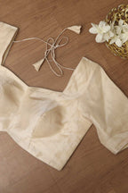 Silver Plain Metallic Pure Tissue Padded Blouse - Luxurion World