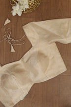 Silver Plain Metallic Pure Tissue Padded Blouse - Luxurion World