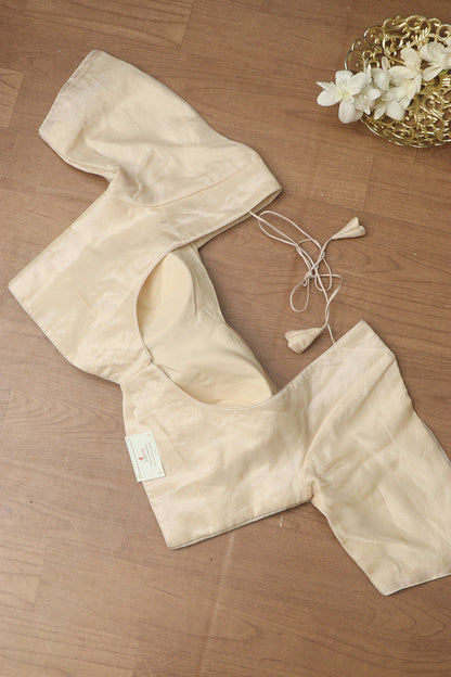 Silver Plain Metallic Pure Tissue Padded Blouse - Luxurion World