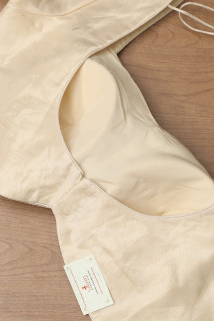 Silver Plain Metallic Pure Tissue Padded Blouse - Luxurion World