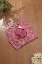 Pink Banarasi Silk Flower Design Padded Blouse - Luxurion World