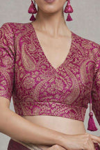 Pink Banarasi Silk Blouse - Luxurion World