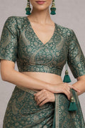 Green Banarasi Silk Blouse - Luxurion World