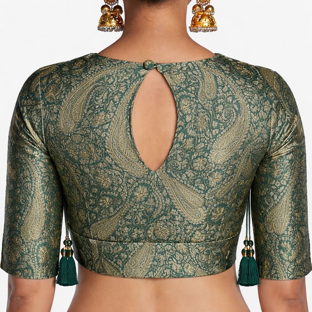 Green Banarasi Silk Blouse - Luxurion World