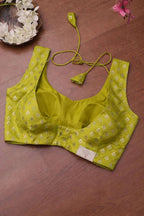 Green Banarasi Silk Small Booti Design Padded Blouse - Luxurion World