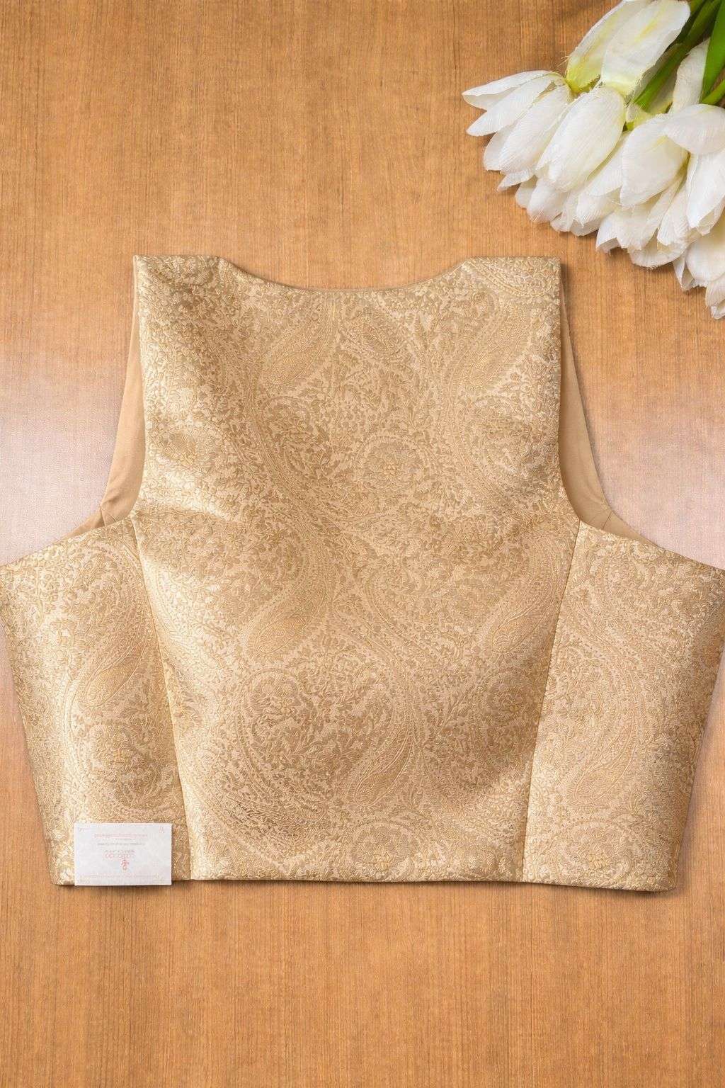 Golden Banarasi Brocade Silk Blouse - Luxurion World
