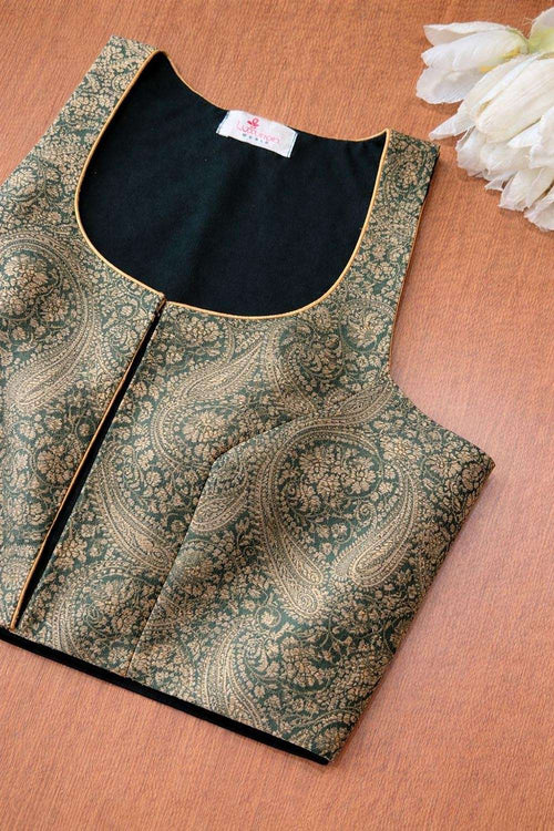 Green Banarasi Brocade Silk Blouse - Luxurion World