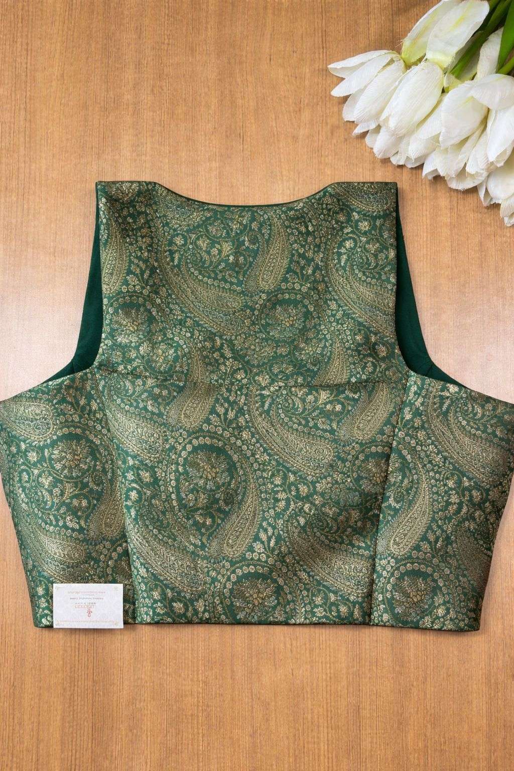 Green Banarasi Brocade Silk Blouse - Luxurion World