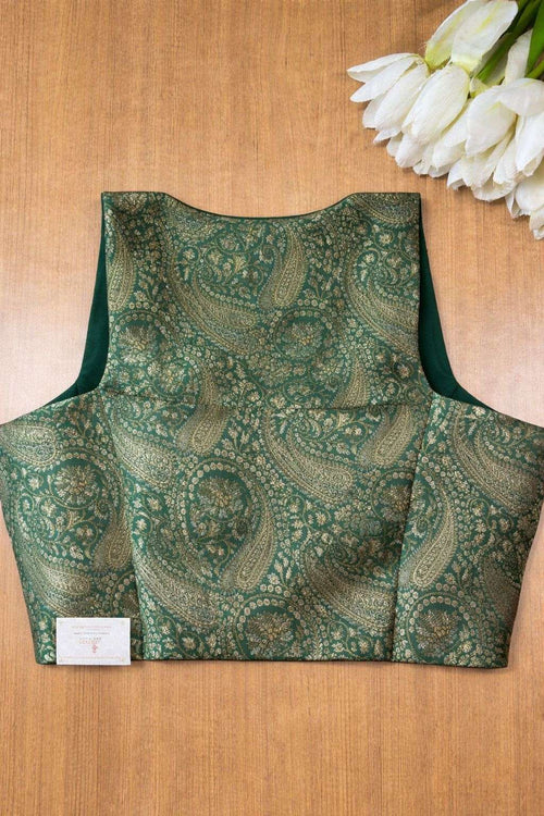 Green Banarasi Brocade Silk Blouse - Luxurion World