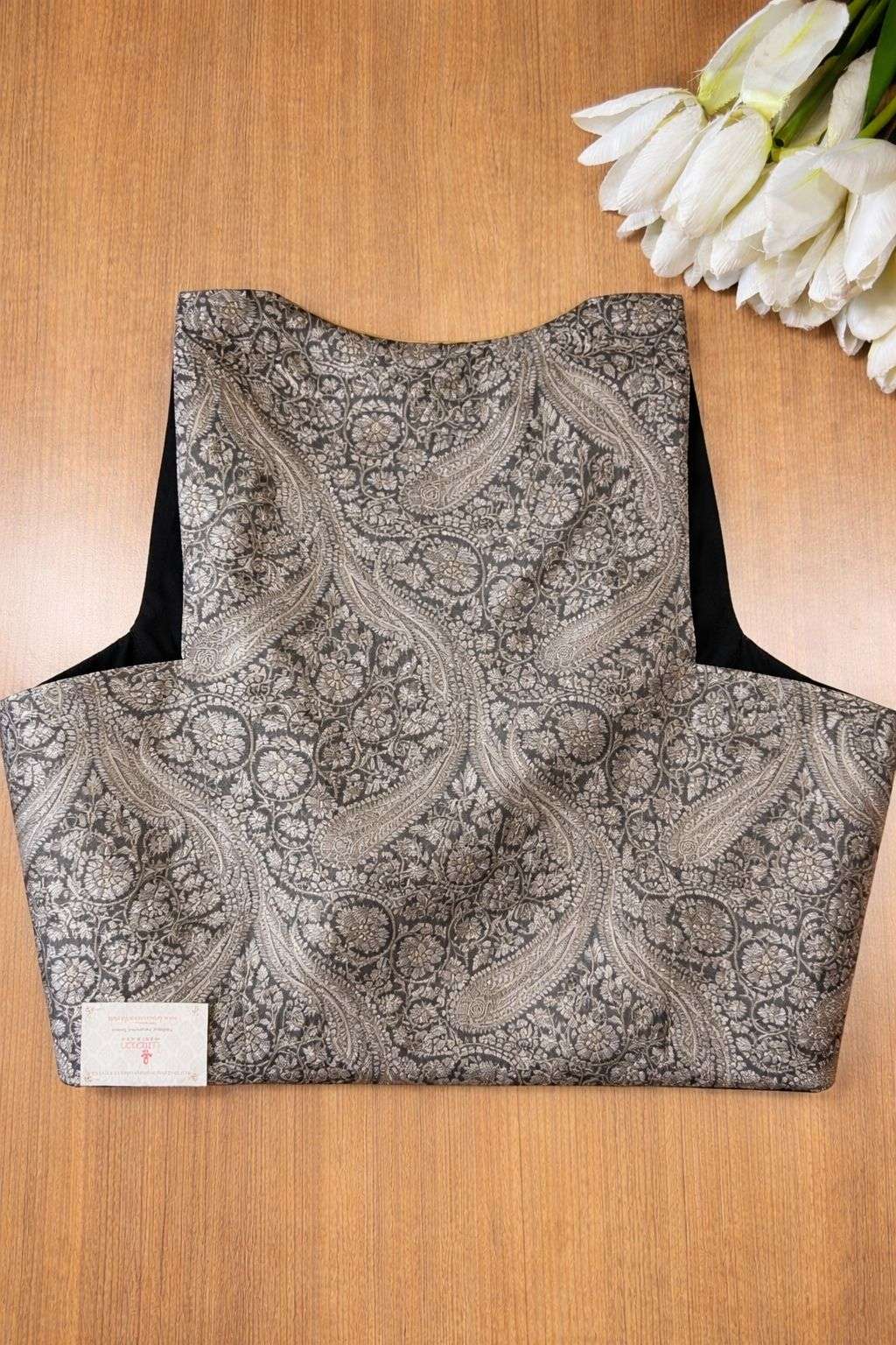 Black Banarasi Brocade Silk Blouse - Luxurion World