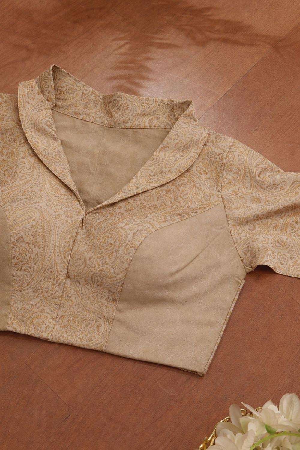 Golden Banarasi Brocade Silk Blouse - Luxurion World