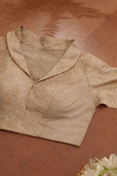 Golden Banarasi Brocade Silk Blouse - Luxurion World