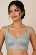 Blue Banarasi Silk Brocade Blouse