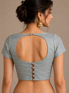 Blue Banarasi Silk Brocade Blouse Festive Wear