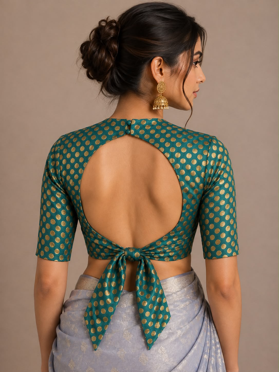 Green Banarasi Silk Blouse Booti Design Festive Wear