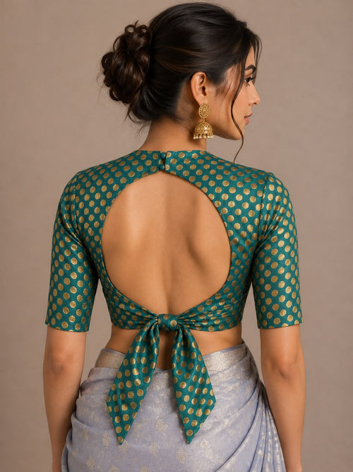 Green Banarasi Silk Booti Design Blouse