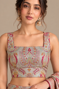 IB1B126090801 Golden Banarasi Kimkhwab Silk Blouse