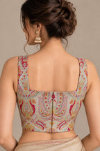 IB1B126090801 Golden Banarasi Kimkhwab Silk Blouse