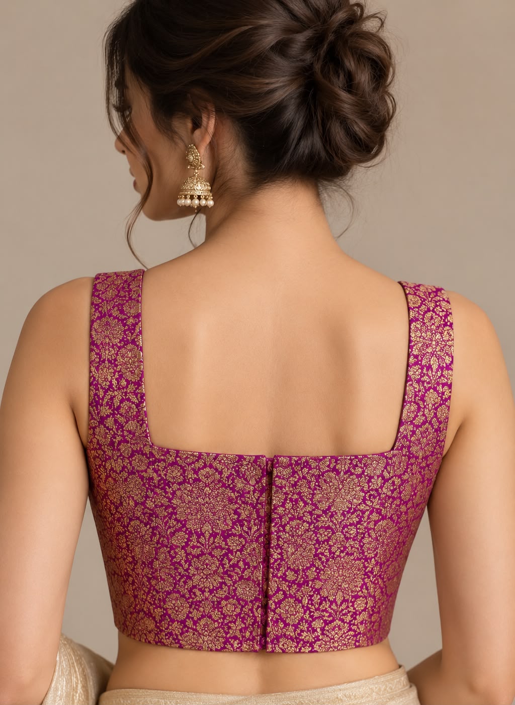 Purple Banarasi Silk Antique Zari Blouse