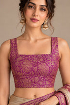 Purple Banarasi Silk Antique Zari Blouse
