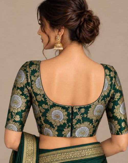 Green Banarasi Silk Sona Roopa Fabric Blouse IB1B126090803