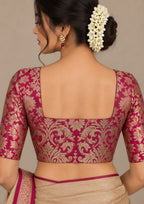 Pink Banarasi Kimkhwab Silk Blouse