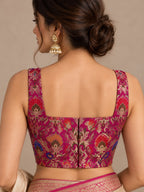 Pink Banarasi Kimkhwab Silk Meenakari Blouse
