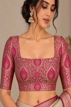 Pink Banarasi Kimkhwab Silk Blouse