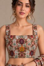 Orange Banarasi Kimkhwab Silk Meenakari Blouse