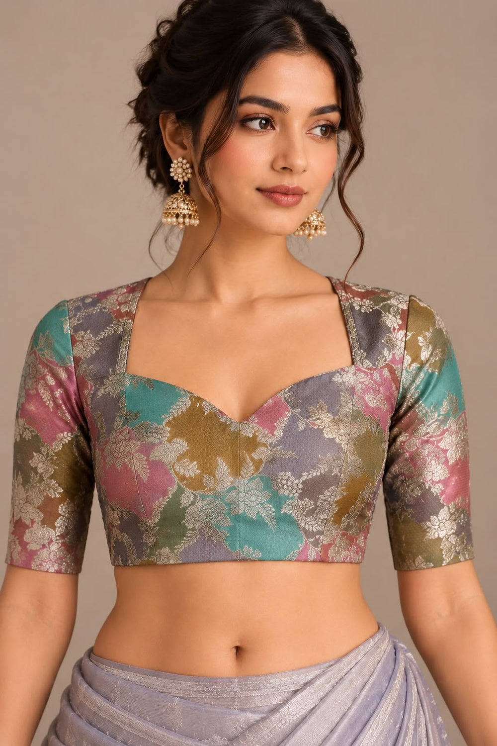 Multicolor Banarasi Silk Rangkat Blouse
