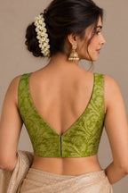 Green Banarasi Kimkhwab Silk Blouse