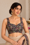 Black Banarasi Silk Tanchui Blouse