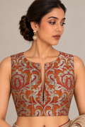 Orange Banarasi Kimkhwab Silk Blouse