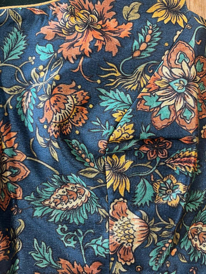 Blue Digital Printed Tussar Silk Non Padded Blouse - Luxurion World