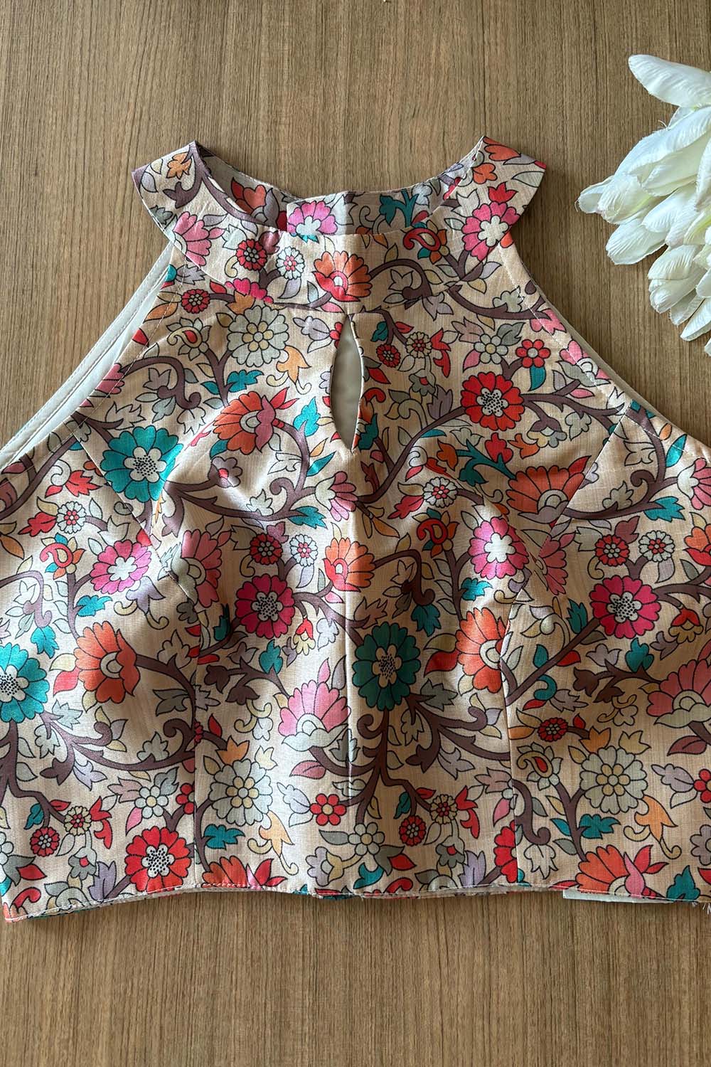 Multicolor Digital Printed Tussar Silk Non Padded Blouse - Luxurion World