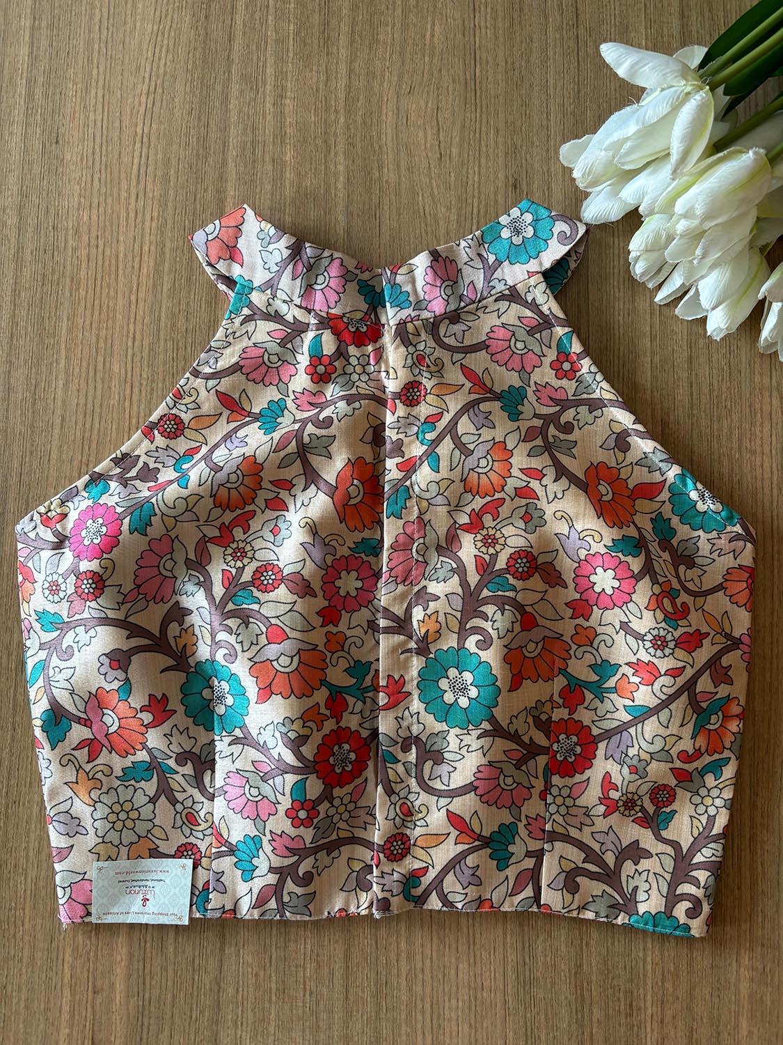 Multicolor Digital Printed Tussar Silk Non Padded Blouse - Luxurion World