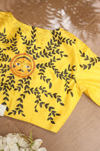 Yellow Hand Painted Pure Silk Stitched Blouse - Luxurion World