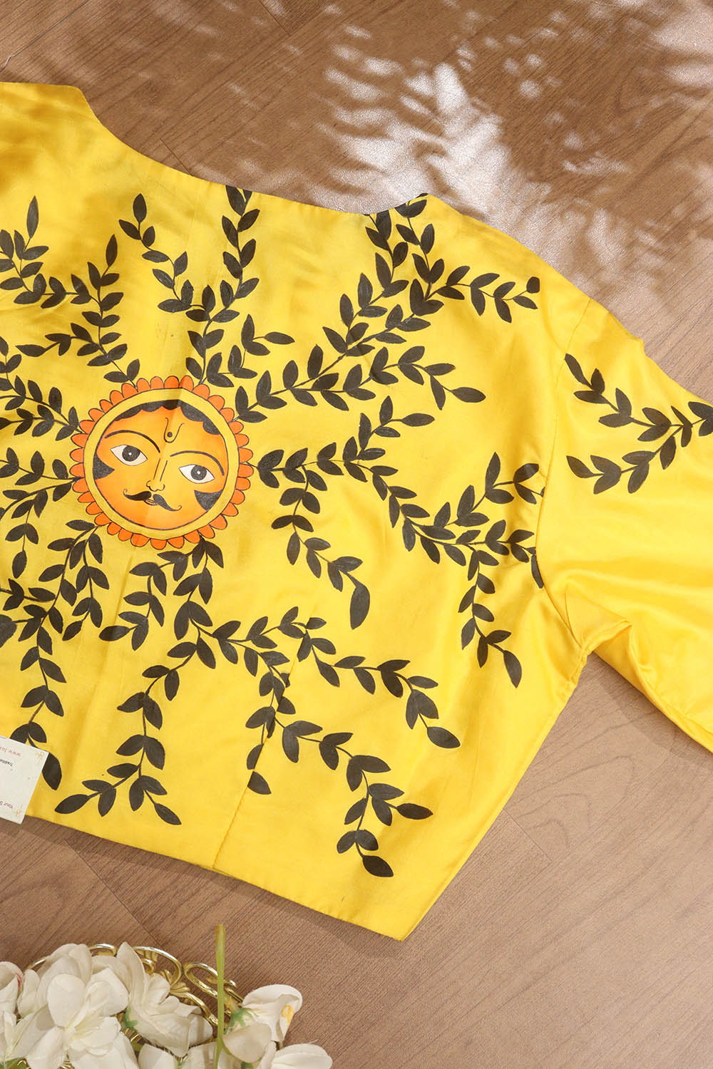 Yellow Hand Painted Pure Silk Stitched Blouse - Luxurion World