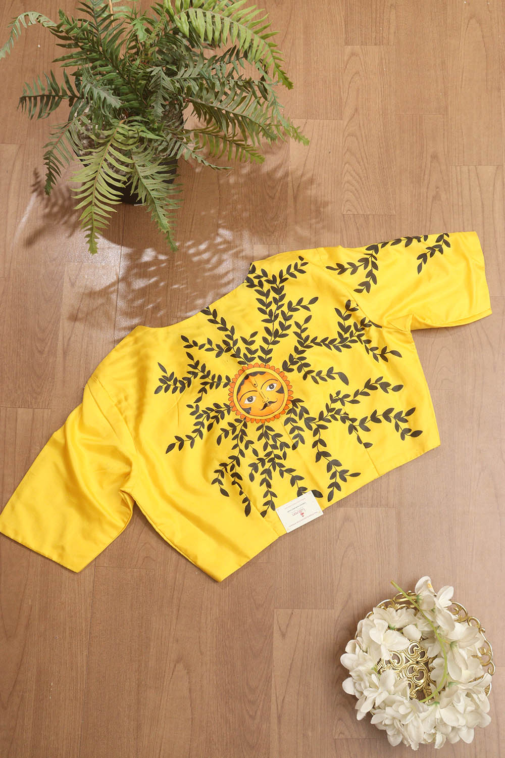 Yellow Hand Painted Pure Silk Stitched Blouse - Luxurion World