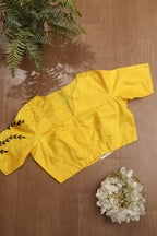 Yellow Hand Painted Pure Silk Stitched Blouse - Luxurion World