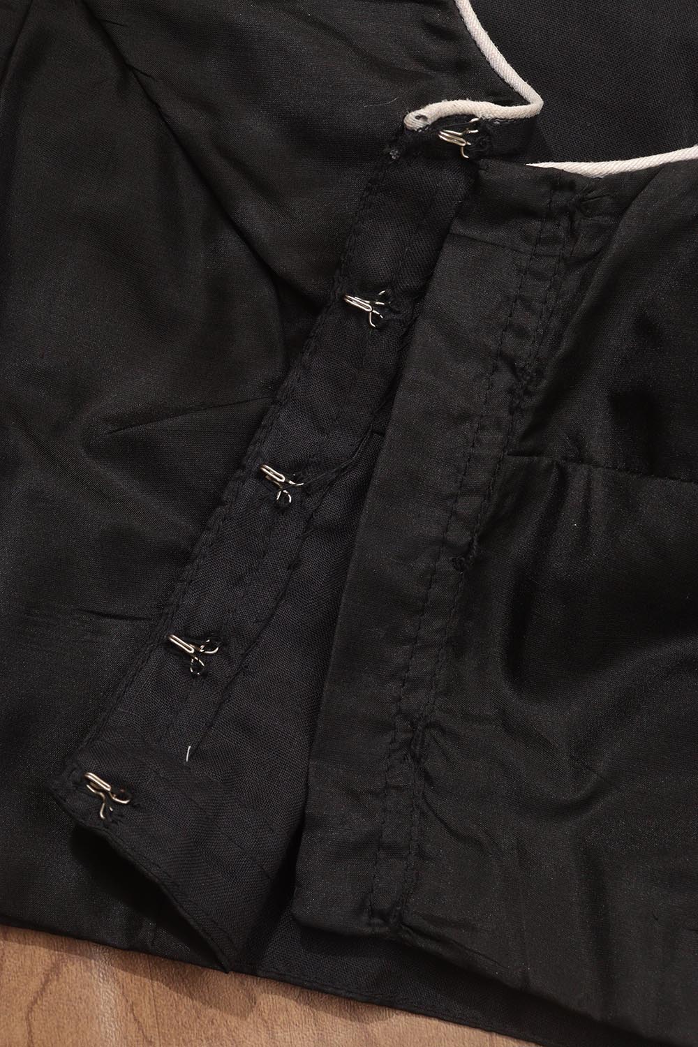 Black Hand Painted Pure Silk Pichwai U Neck Non Padded Stitched Blouse - Luxurion World