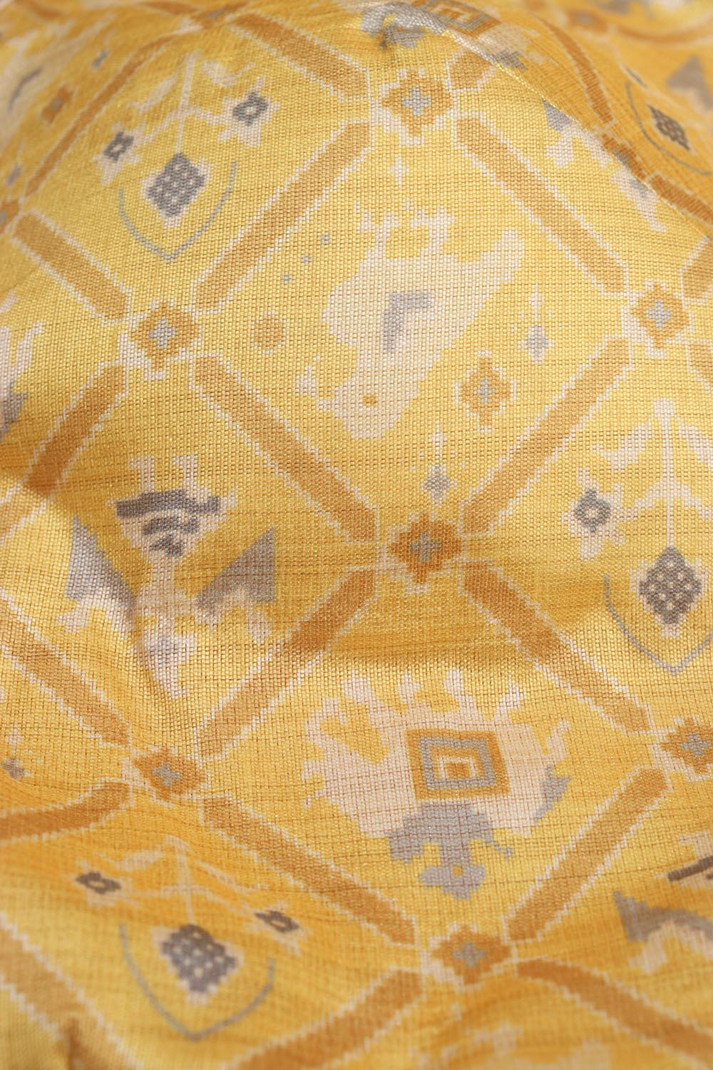 Yellow Digital Printed Patola Design Tussar Silk Singlet Padded Blouse - Luxurion World