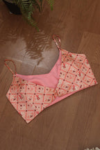 Pink Digital Printed Patola Design Tussar Silk Singlet Padded Blouse - Luxurion World