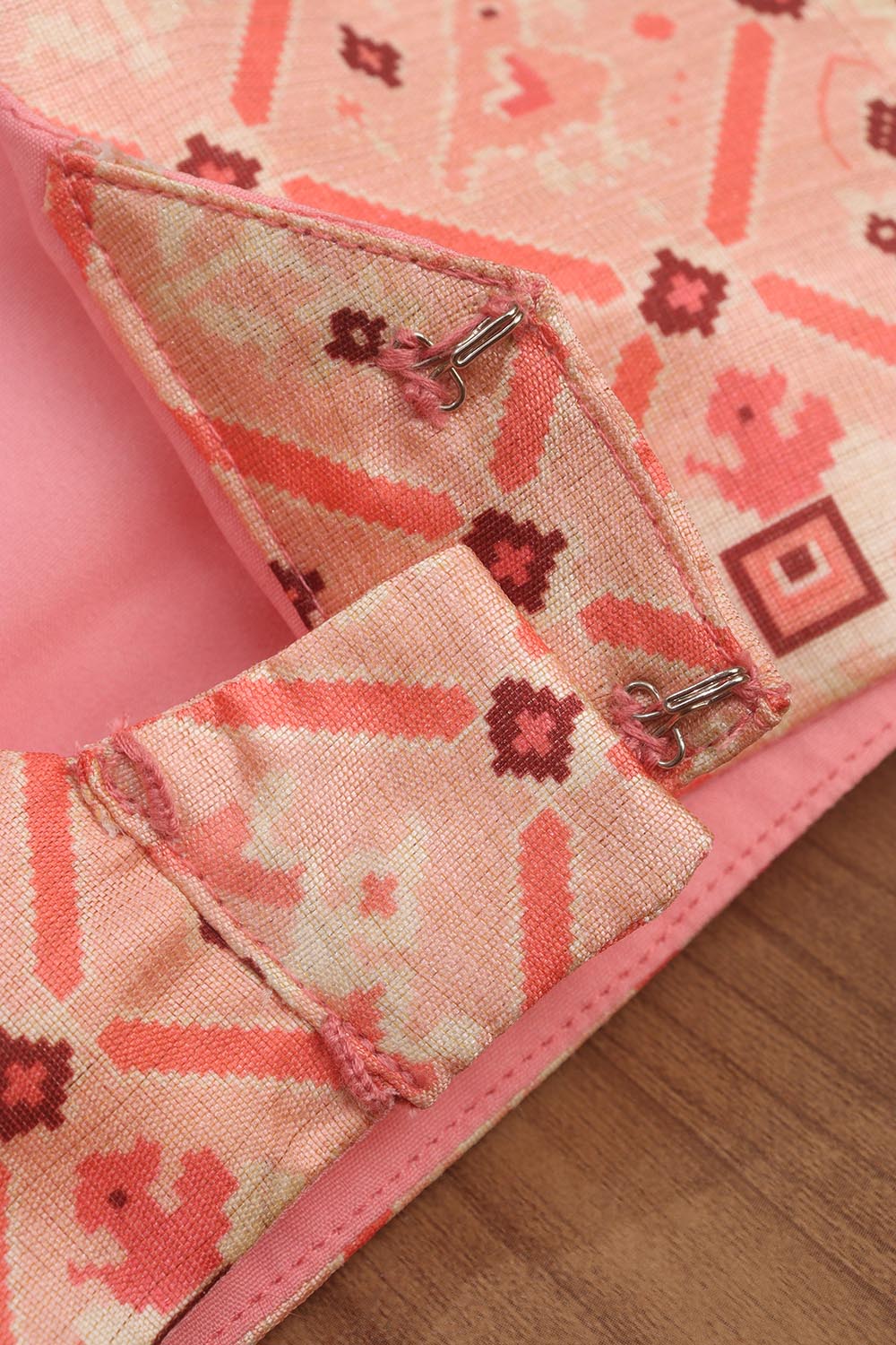 Pink Digital Printed Patola Design Tussar Silk Singlet Padded Blouse - Luxurion World