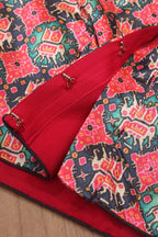 Pink Digital Printed Patola Design Tussar Silk V Neck Non Padded Blouse - Luxurion World