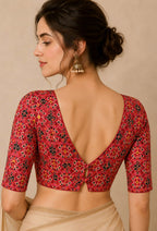 IB1P326071003 Pink Digital Printed Patola Design Tussar Silk Blouse