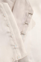 Off White Satin Silk Padded Blouse With Organza Puffed Sleeves - Luxurion World